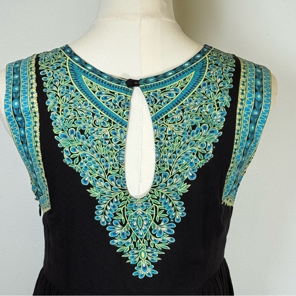 Free People Black And Green Floral Sleeveless Lightweight Dress Women’s Size 2 - Picture 6 of 9